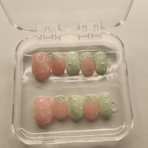 Pink and green nails