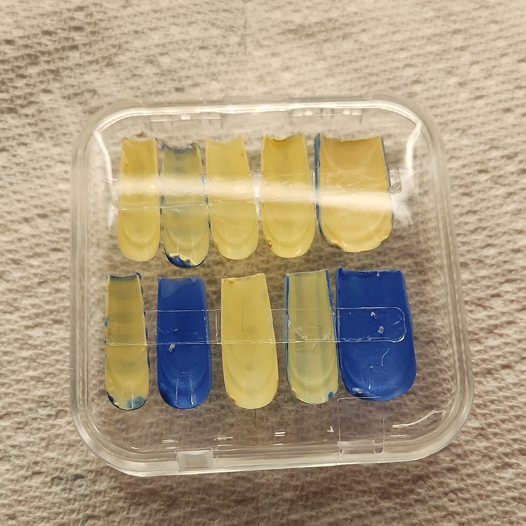 Yellow and blue nails